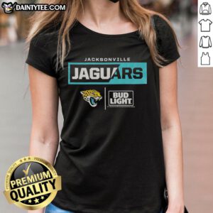 Awesome Bud Light Jacksonville Jaguars team ladies tee featuring vibrant colors and logo, perfect for game day style.