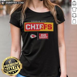 Awesome Bud Light Kansas City Chiefs team ladies tee featuring vibrant team colors and logo, perfect for game day.