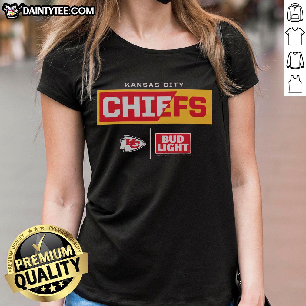 Awesome Bud Light Kansas City Chiefs team ladies tee featuring vibrant team colors and logo, perfect for game day.
