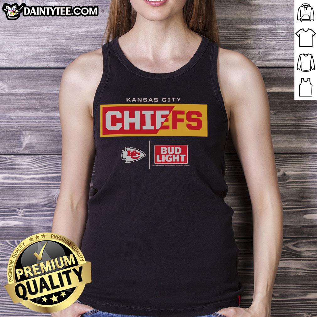 Alt Text: Awesome Bud Light Kansas City Chiefs team tank top featuring bold team colors and logo, perfect for game day.