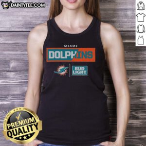 Awesome Bud Light Miami Dolphins tank top featuring vibrant team colors and logo, perfect for game day attire.