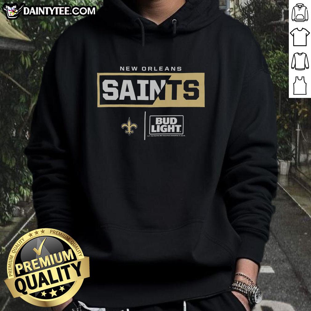 Awesome Bud Light New Orleans Saints team hoodie featuring bold colors and logo, perfect for game day apparel.