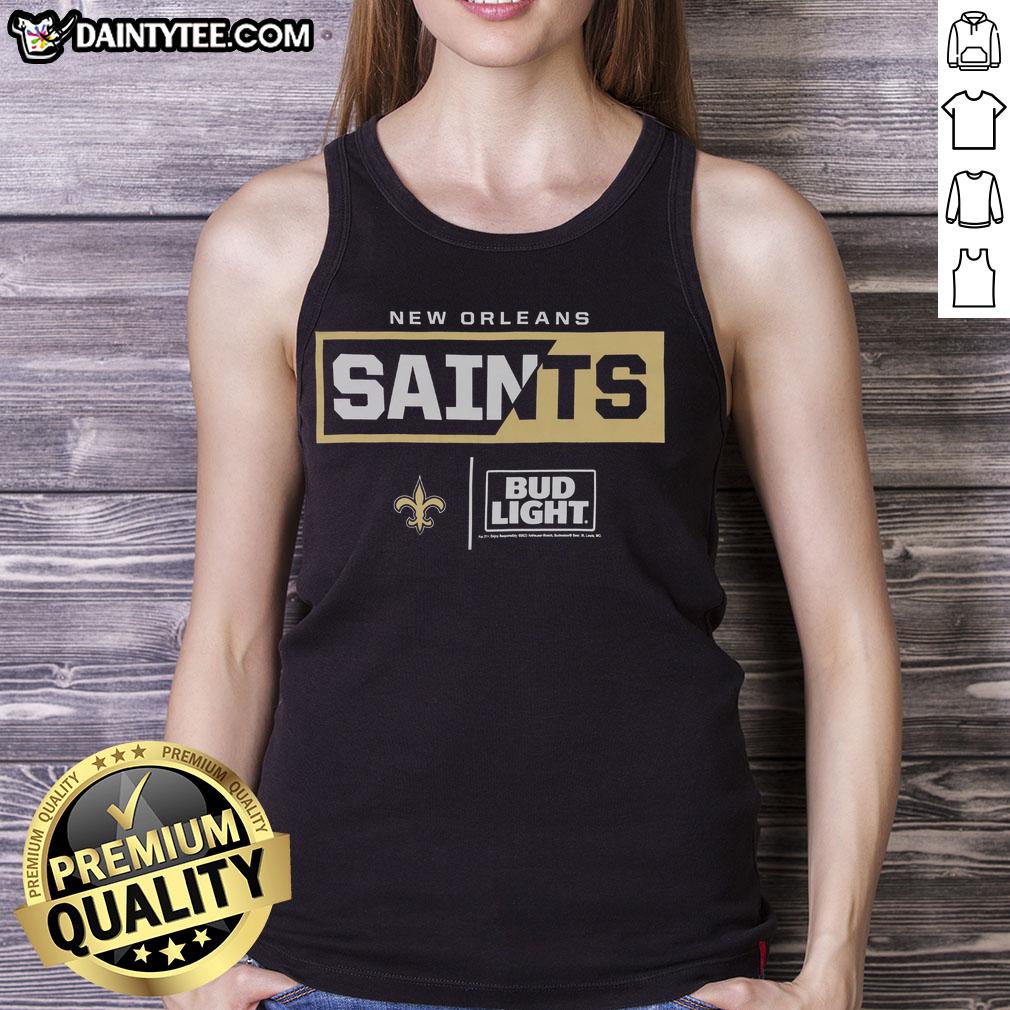 Awesome Bud Light New Orleans Saints team tank top featuring bold graphics and a comfortable fit for game day style.