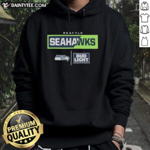 Awesome Bud Light Seattle Seahawks team hoodie featuring logo and vibrant colors, perfect for game day wear.