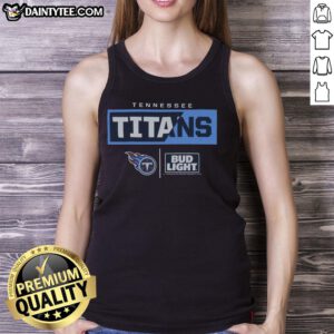Awesome Bud Light Tennessee Titans team tank top featuring vibrant colors and logo, perfect for game day or casual wear.