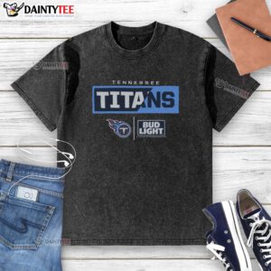 Awesome Bud Light Tennessee Titans team washed t-shirt featuring vibrant team colors and logo, perfect for game day.