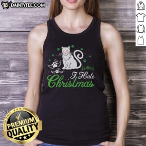 Awesome Cat I Hate Christmas tank top featuring a playful cat graphic, perfect for holiday humor and casual wear.