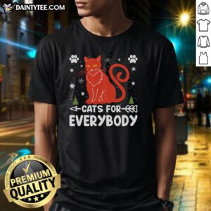 Alt Text: Awesome Cats For Everybody T-Shirt featuring playful cat graphics on a stylish, comfortable tee for cat lovers.