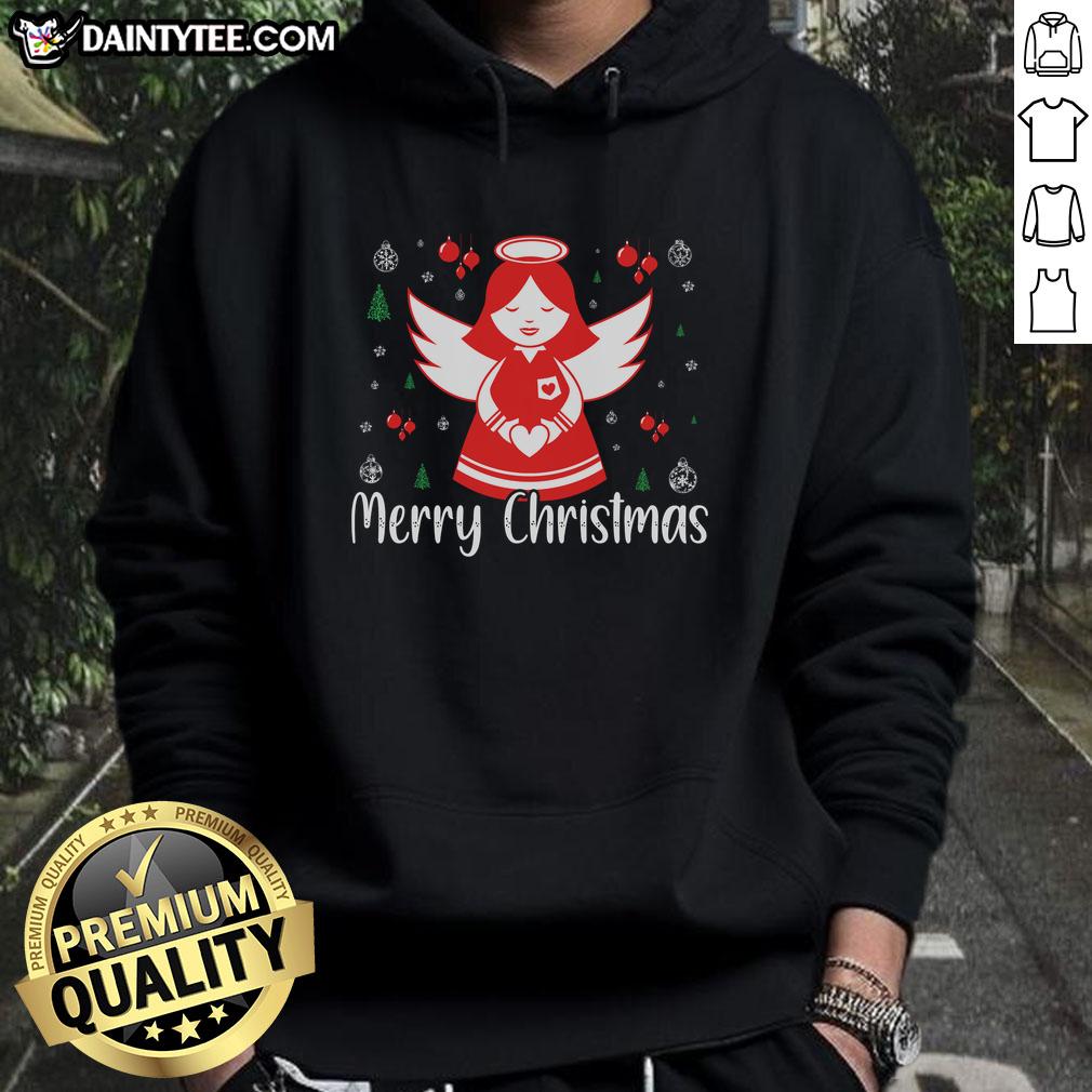 Awesome Cute Angel Merry Christmas Hoodie featuring a festive design and cozy fit for holiday celebrations.