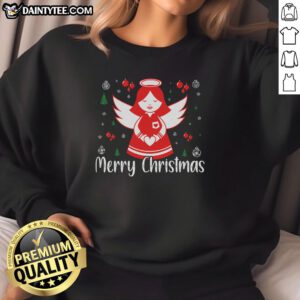 Awesome cute angel Merry Christmas sweatshirt featuring a festive design perfect for holiday celebrations.
