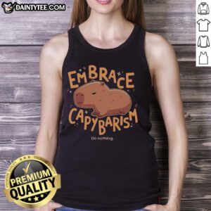 Awesome Embrace Capybarism Do Nothing Tank Top featuring a relaxed capybara design, perfect for casual wear.