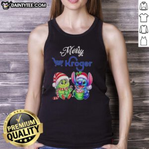Awesome Grinch and Stitch X Kroger Merry Christmas tank top featuring festive designs for holiday cheer.