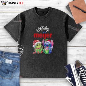 Awesome Grinch and Stitch X Meijer Merry Christmas washed t-shirt featuring festive designs for the holiday season.