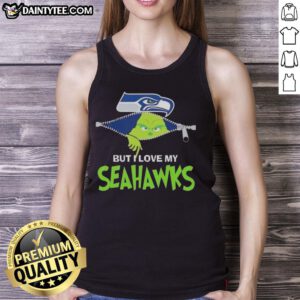 Alt Text: Awesome Grinch tank top featuring Seattle Seahawks logo, perfect for football fans celebrating the holiday season.