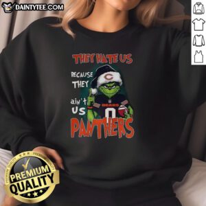 Awesome Grinch sweatshirt featuring Carolina Panthers and Chicago Bears designs - perfect for football fans.
