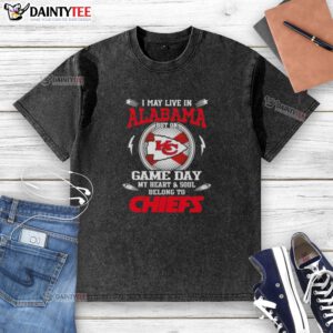 Vintage washed t-shirt featuring 'My heart belongs to Kansas City Chiefs' design, perfect for game day in Arkansas.