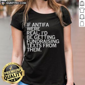 Awesome Antifa-themed ladies tee featuring a humorous fundraising text design, perfect for casual activism and style.