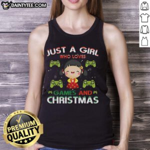 Alt Text: Awesome tank top for girls who love games and Christmas, featuring festive design and playful graphics.