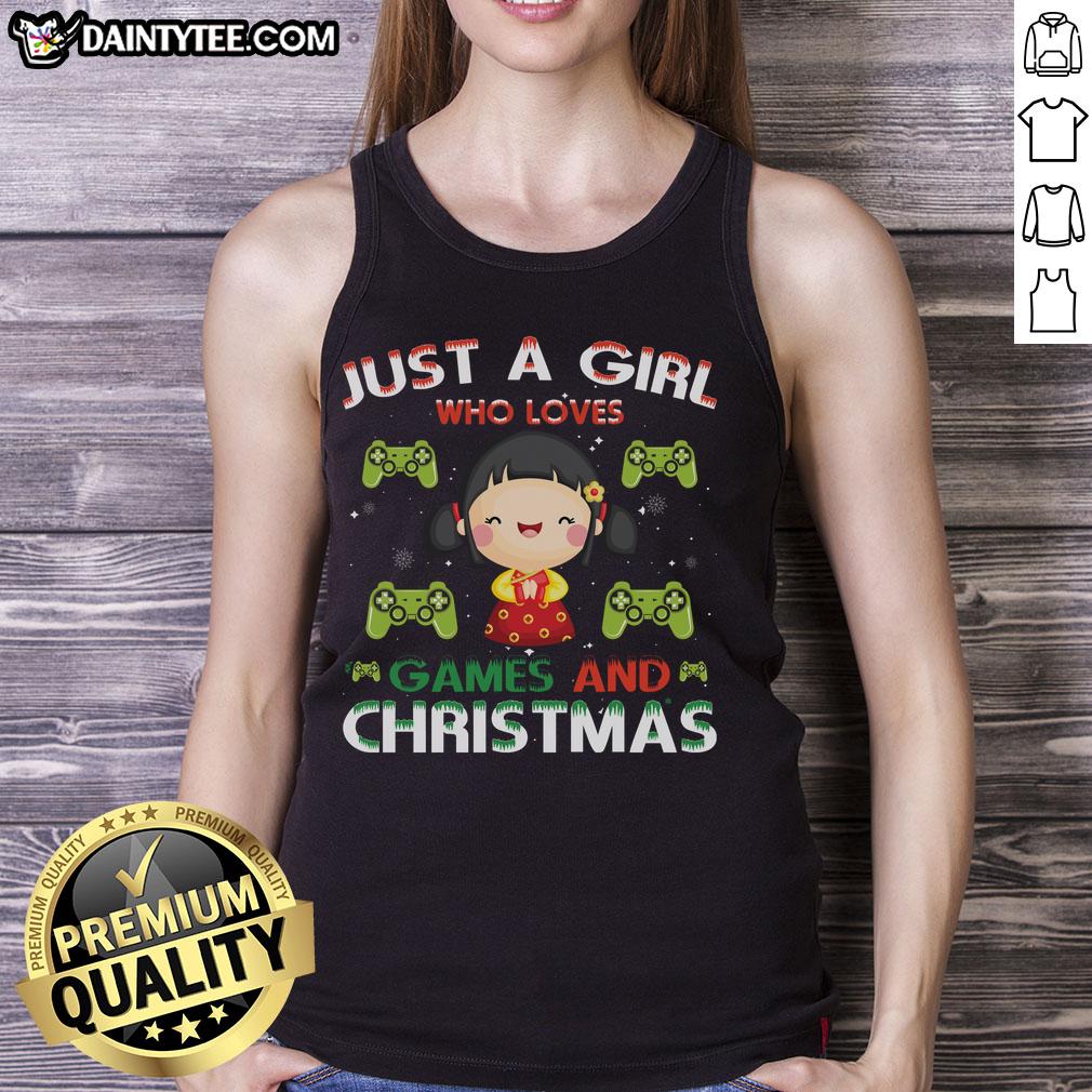 Alt Text: Awesome tank top for girls who love games and Christmas, featuring festive design and playful graphics.