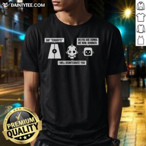 Awesome Love Death And Robots The Three Robots T-Shirt featuring vibrant graphics of the iconic trio in futuristic style.