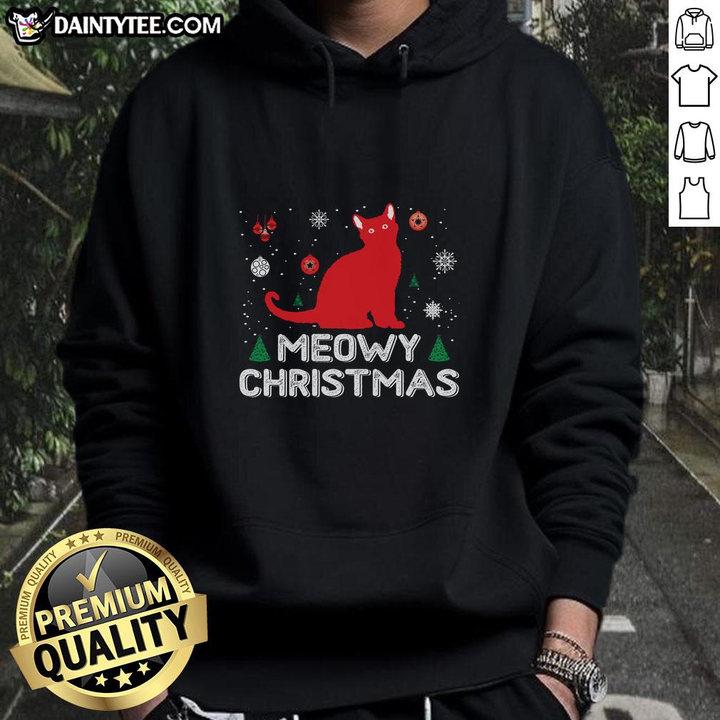 Awesome Meowy Christmas Hoodie featuring a festive cat design, perfect for holiday celebrations and cozy winter wear.