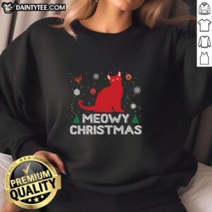 Festive Awesome Meowy Christmas Sweatshirt featuring a playful cat design, perfect for holiday celebrations and cozy wear.