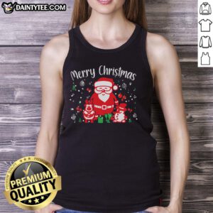 Awesome Merry Christmas Santa Snowman Tank Top featuring festive graphics and vibrant colors for holiday celebrations.