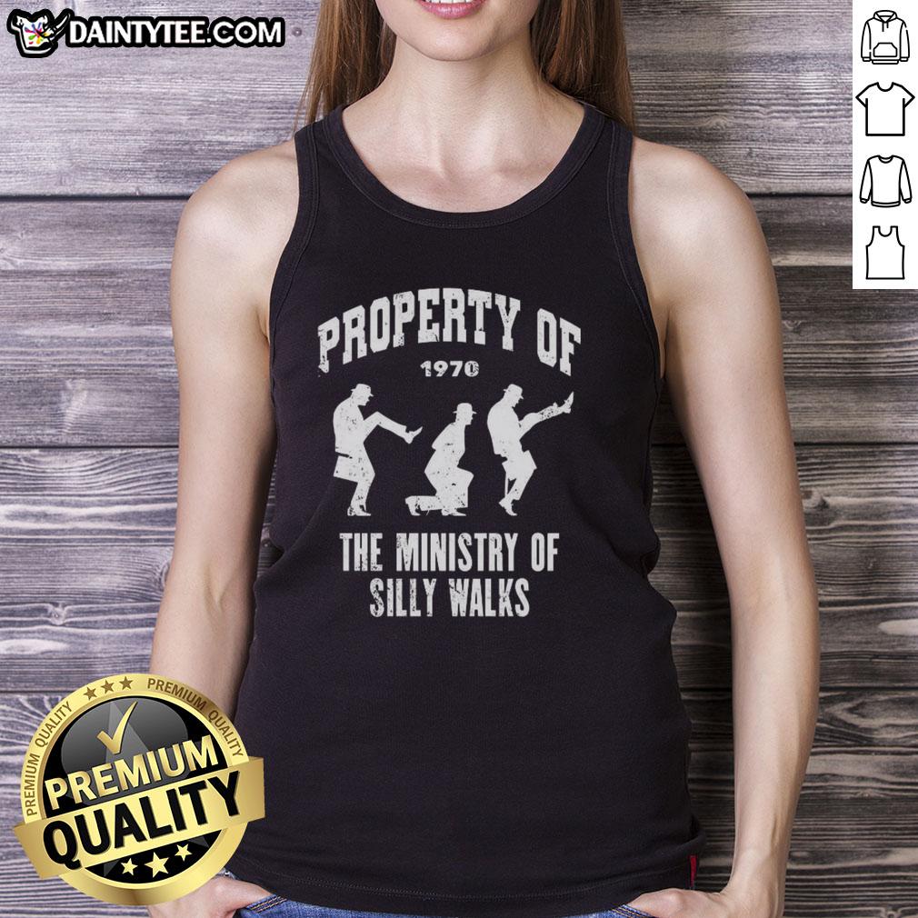 Awesome property of the Ministry of Silly Walks tank top featuring iconic design and vibrant colors for quirky fashion lovers.