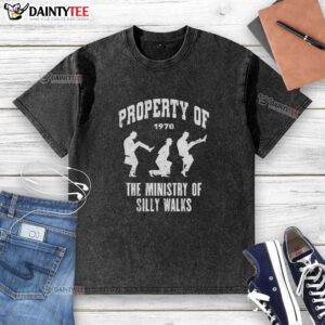 Awesome Property of the Ministry of Silly Walks washed t-shirt featuring a playful design and vibrant colors.