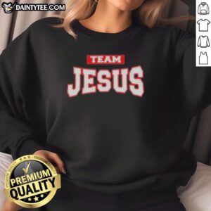 Awesome Team Jesus Christian Patriot Sweatshirt in navy blue, featuring bold white lettering and a comfortable fit.