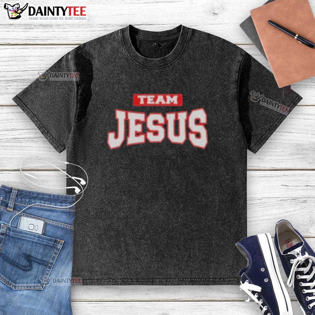 Awesome Team Jesus Christian Patriot washed t-shirt featuring a vibrant design and comfortable fit for casual wear.