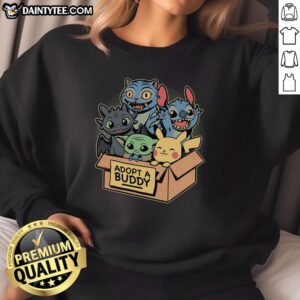 Cozy sweatshirt featuring 'Cute Adopt A Buddy' animal game design, perfect for gamers and animal lovers alike.