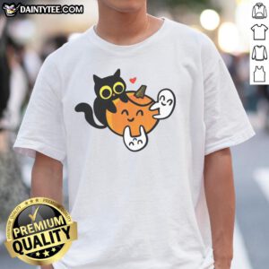 Cute Cat Pumpkin Love Ghosts T-Shirt
