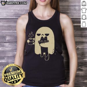 Cute ghost holding a cat tank top design, perfect for Halloween or casual wear lovers.