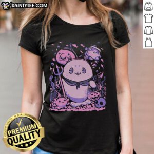 Adorable underwater Halloween ladies' tee featuring trick-or-treat designs, perfect for festive celebrations.