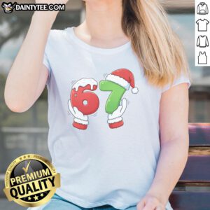 Funny Christmas meme featuring Santa Claus hands on a ladies tee, perfect for holiday humor and festive celebrations.