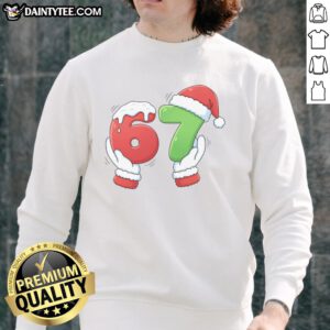 Funny Christmas meme featuring Santa Claus hands design on a cozy sweatshirt, perfect for holiday humor and festive vibes.
