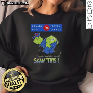 Funny Grinch X Canada Postes sweatshirt featuring a humorous design, perfect for holiday cheer and gift giving.