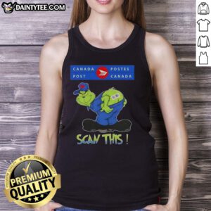 Funny Grinch X Canada Postes tank top featuring a humorous design, perfect for holiday celebrations and festive occasions.