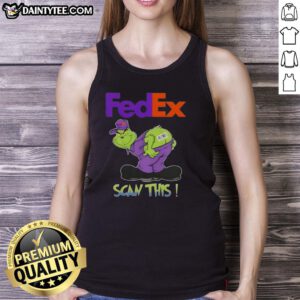 Funny Grinch tank top with Scan This Ass text, perfect for holiday humor and festive fashion. Ideal for Christmas lovers.