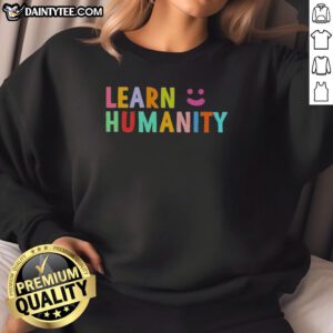 Alt Text: Funny Learn Humanity Icon Sweatshirt featuring a playful smile design, perfect for casual wear and expressing joy.