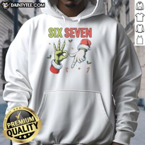 Funny Six Seven 6 7 67 Meme Christmas hoodie design featuring festive graphics and humor for holiday celebrations.