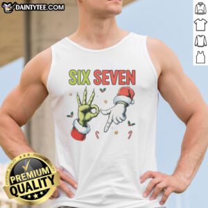 Funny Six Seven 6 7 67 Meme Christmas Xmas Tank Top featuring a humorous holiday design for festive celebrations.