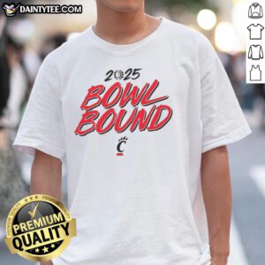 Alt Text: Good Cincinnati Bearcats Bowl Bound 2025 T-Shirt featuring team colors and logo, perfect for fans and supporters.