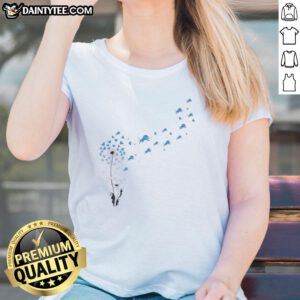 Stylish ladies tee featuring a good dandelion flower design with the Detroit Lions football logo.