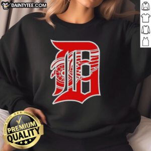 Good Detroit Tigers X Red Wings logo mashup sweatshirt featuring vibrant team logos on a cozy design.