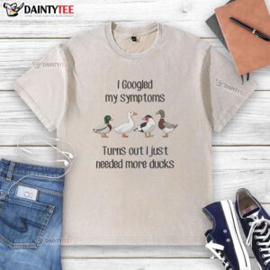 Funny 'Good Duck I Googled My Symptoms' T-shirt design featuring a duck, perfect for animal lovers and humor enthusiasts.