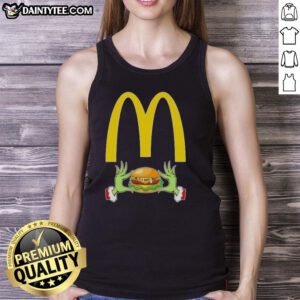 Good Grinch Hands Love McDonald's Merry Christmas tank top design featuring festive colors and playful graphics.