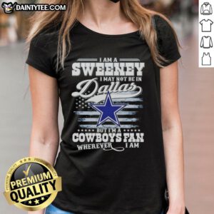Good I Am A Sweene Ladies Tee showcasing Cowboys pride, perfect for fans celebrating anywhere, not just Dallas.