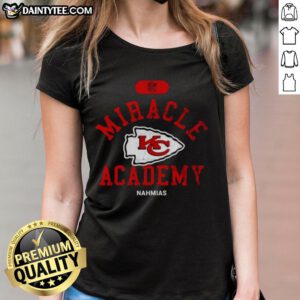 Good NFL Kansas City Chiefs Miracle Academy Nahmias ladies tee featuring vibrant team colors and logo design.